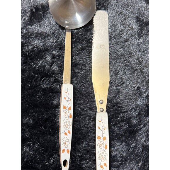 Vintage Stamped Household Japan Stainless Steel Ladle Spatula With Floral Handle - Picture 1 of 6